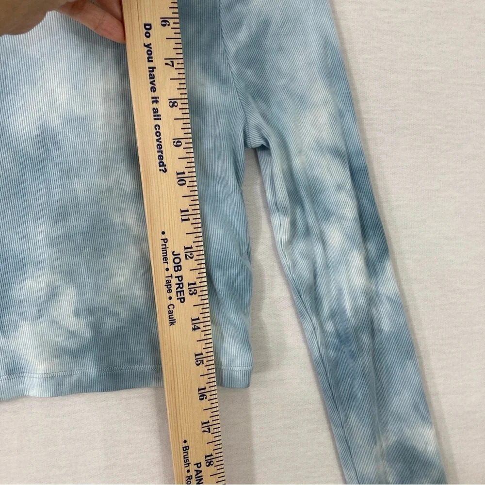 Sunday Best‎ Aritzia Blue Tie Dye Cowl Neck Long Sleeve Crop Top Medium - Picture 8 of 10